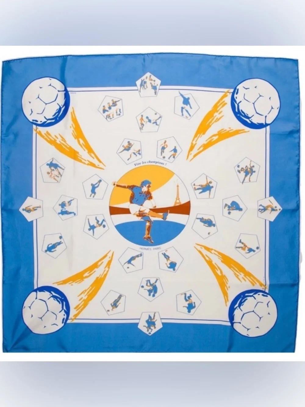 HERMES Limited Edition Rare World Cup Carre 90 “Vive Les Champions!” Silk Scarf